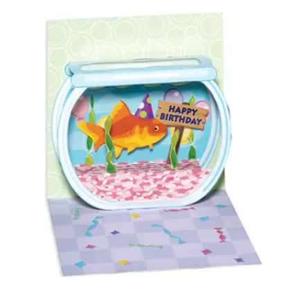 Up With Paper 3D Goldfish Birthday Card – Aquatic-Themed Pop-Up Trinket 1