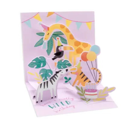 Up With Paper 3D Jungle Adventure Birthday Card – Pop-Up Trinket, 3"X3" 1