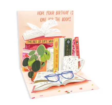 Up With Paper 3D Literary-Themed Birthday Card – Pop-Up Book Design, 3"X3" 1