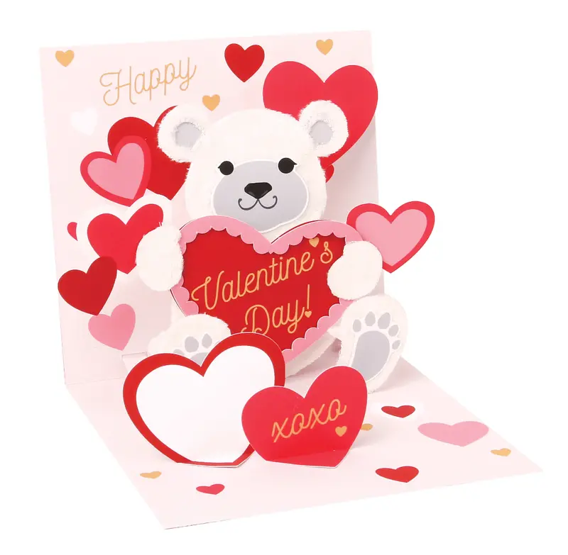 Up With Paper 3D Pop-Up Valentine’S Card – Bear & Hearts Design 1