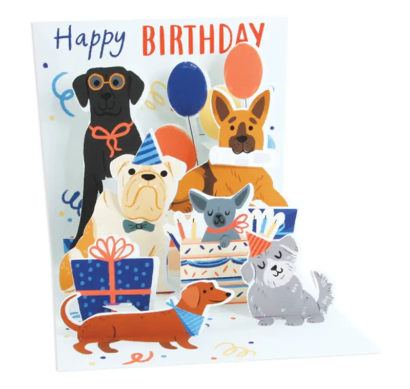 Up With Paper 3D Pop-Up Woof Party Dog-Themed Card 1