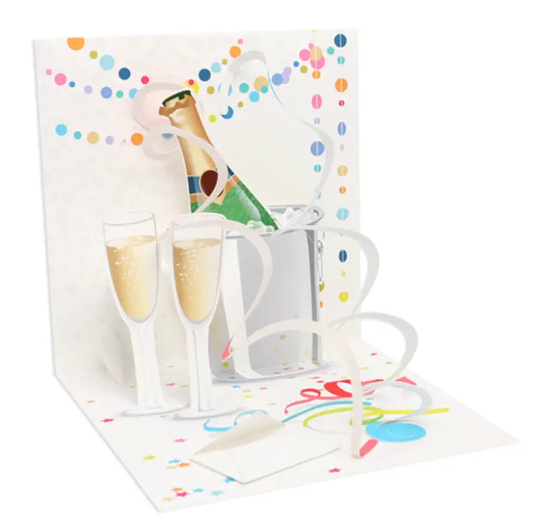 Up With Paper Celebration Toast 3D Pop-Up Greeting Card 1