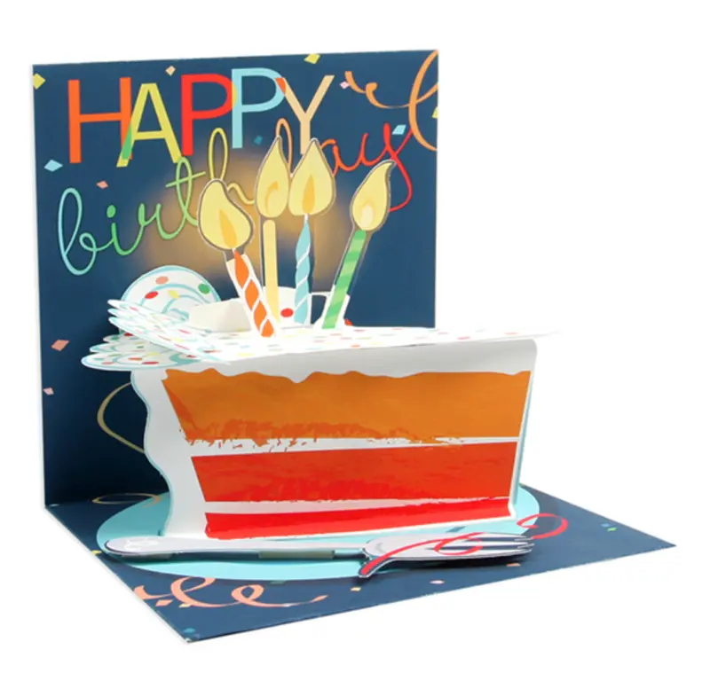 Up With Paper Giant Cake Slice 3D Pop-Up Greeting Card 1