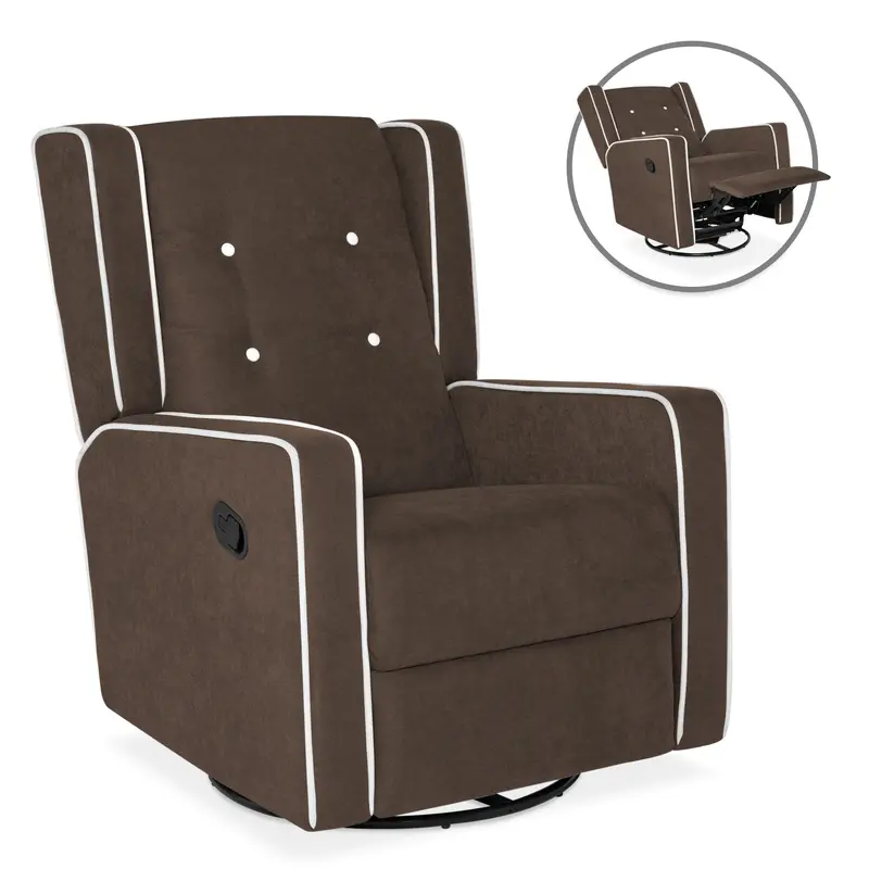 Velvet-Upsholstered Mid-Century Swivel Recliner – Rocking Lounge Chair With Premium Finish 1