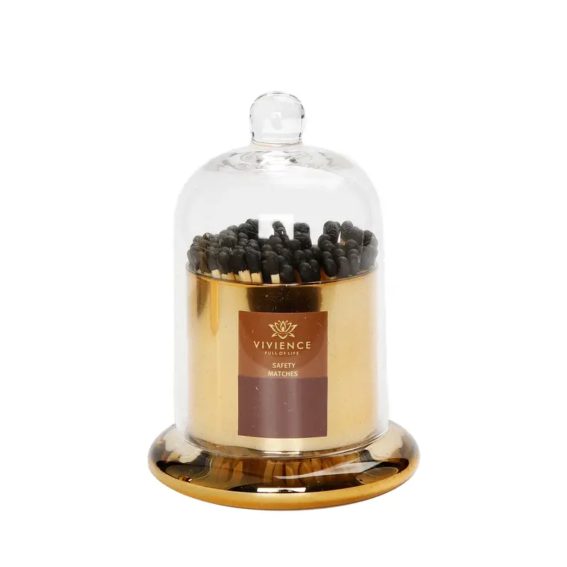 Vivience Decorative Match Holder – Glass Jar With Minimalist Style 1