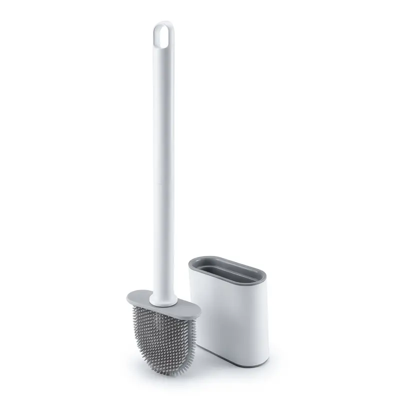 Wall-Mounted Toilet Brush Set With Holder – Sleek White Design 1