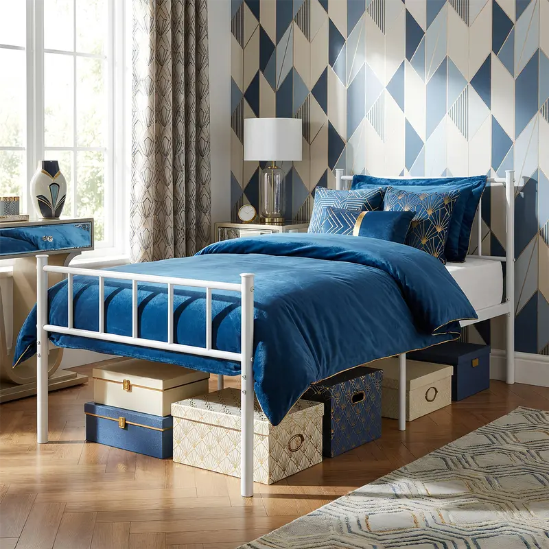 White 3-Foot Metal Single Bed Frame 1
