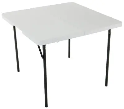 White Bi-Fold Square Folding Table – 35-Inch 1