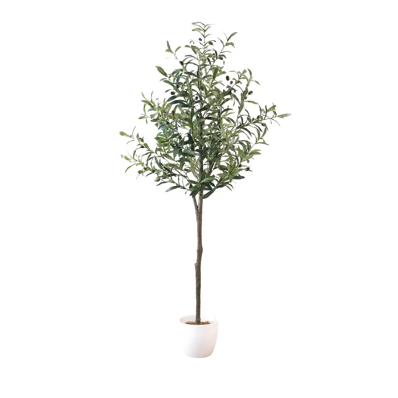 White Ceramic Olive Tree – Lifelike Potted Faux Plant 1