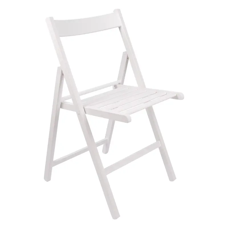 White Folding Chair With Solid Beech Wood Frame 1