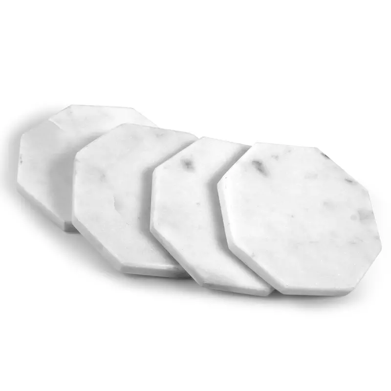 White Marble Octagon Coasters (Set Of 4) – Mela Artisans 1