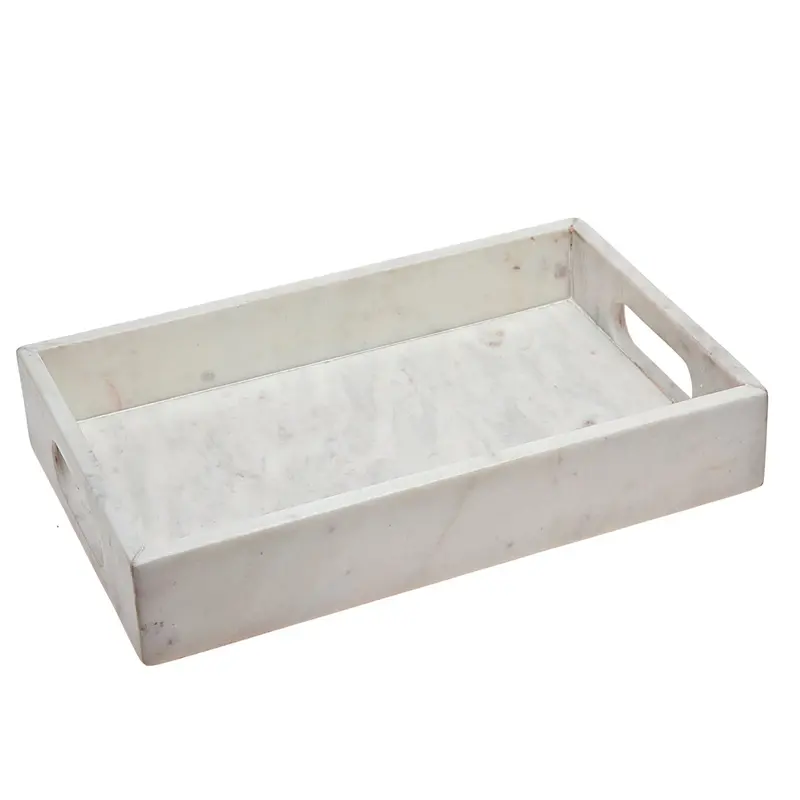 White Marble Rectangular Serving Tray – Minimalist Home Accent 1
