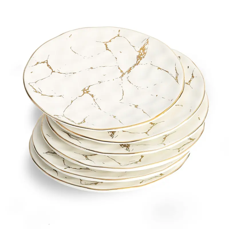 White Porcelain Salad Plates Featuring Gold Accents – Set Of 4 1