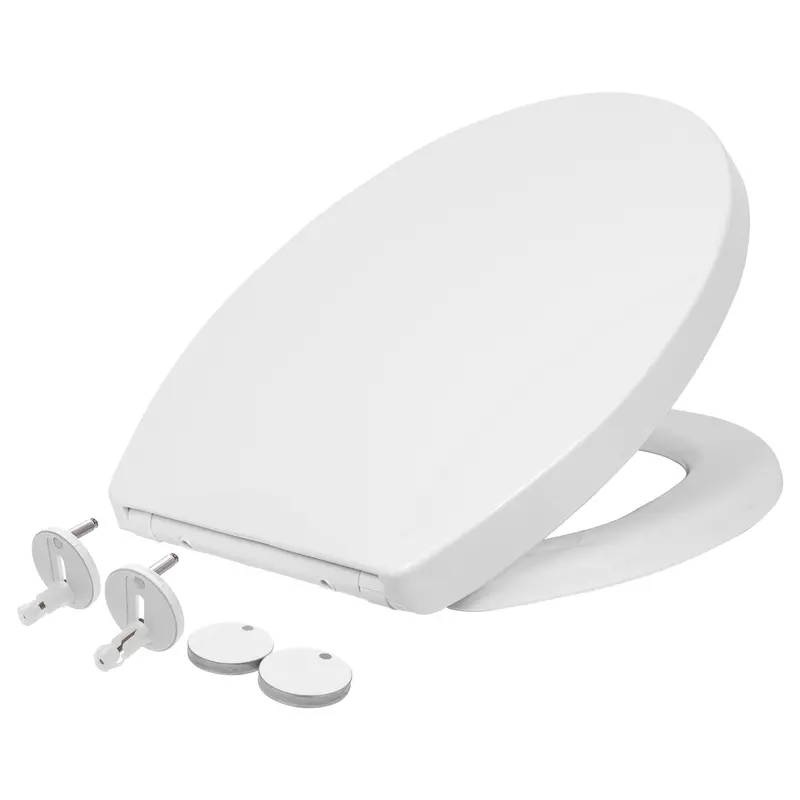 White Round Soft-Close Toilet Seat Featuring Silent Closing Mechanism 1