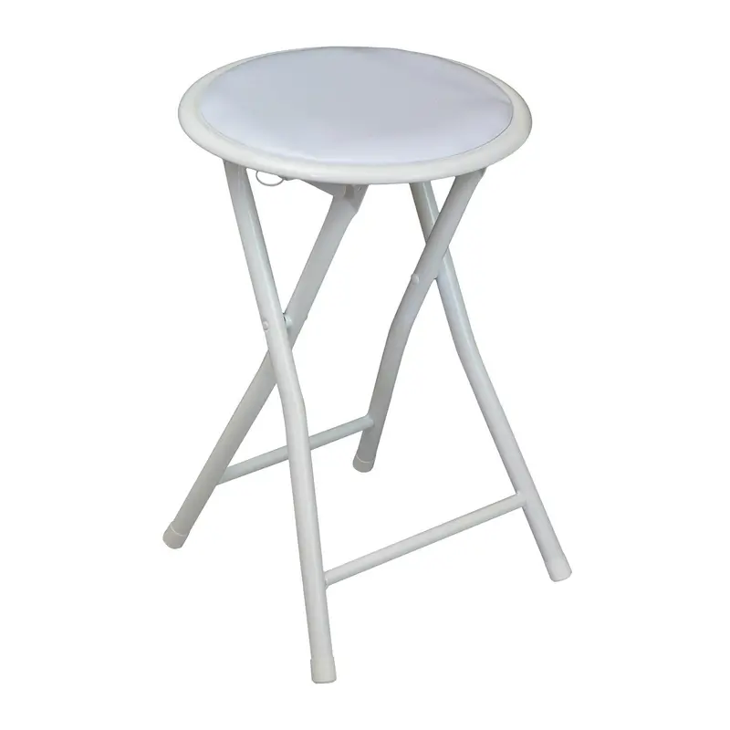 White Upholstered Folding Stool 1