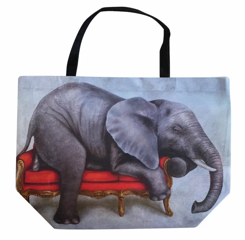 Wildlife At Leisure Large Elephant Shopper Tote Bag – Reusable Canvas Carryall 1