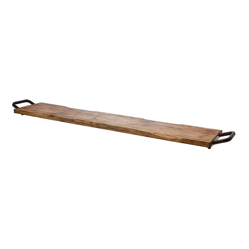 Wood-Handled Rectangular Serving Tray – Natural Finish Accent Piece 1