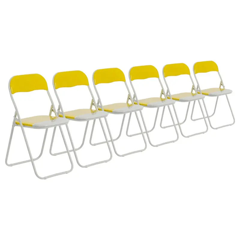Yellow Wave-Design Padded Folding Chairs – Pack Of 6 Ergonomic Outdoor Seats 1