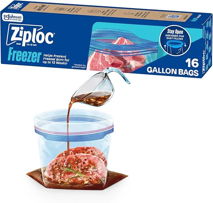 Ziploc Freezer Bags – Gallon Size With Gripper Zipper & Write-On Label, 16-Count Bonus Pack 1