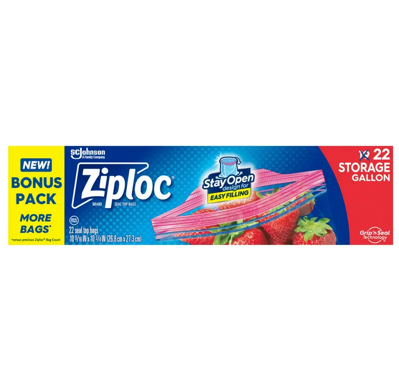 Ziploc Pinch & Seal Gallon Storage Bags – Easy-Open Feature, 22-Count 1