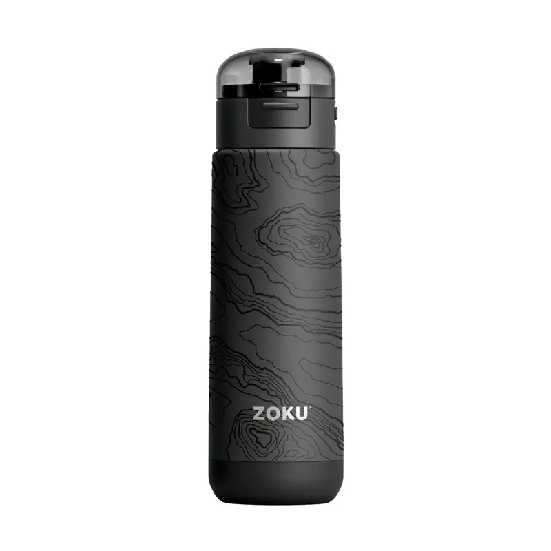 Zoku Flip-Top 18 Oz Stainless Steel Sports Bottle – Matte Grey 1