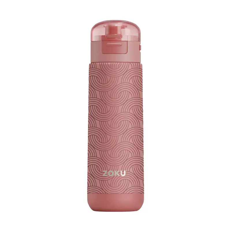 Zoku Flip-Top 18 Oz Vacuum-Insulated Sports Bottle – Pink Geometric 1