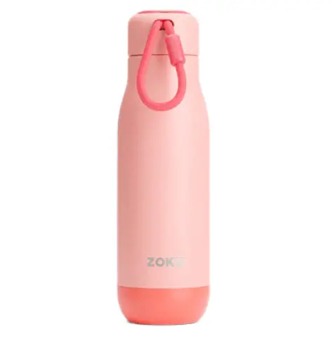Zoku Stainless Steel Insulated Bottle – 18 Oz, Coral Accent 1