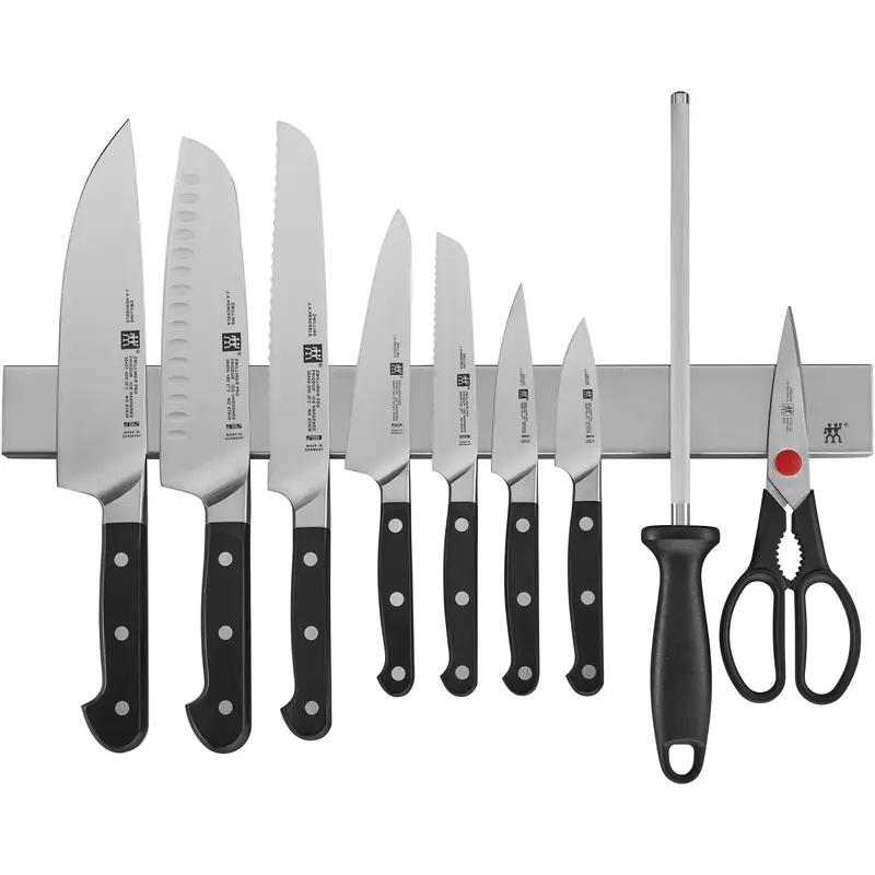 Zwilling Pro 10-Piece Knife Set With Magnetic Bar – 17.5-Inch Stainless Steel Mount 1