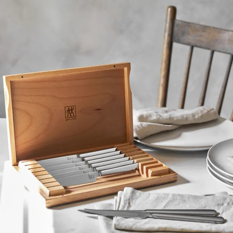 Zwilling Stainless Steel Steak Knife Set – 8-Piece With Wood Case 1